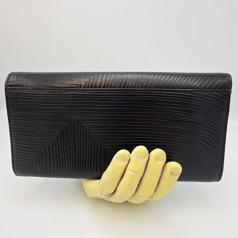 BALLY Textured Black Leather Long Wallet